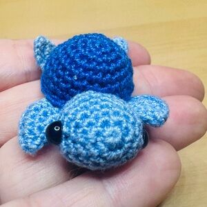 HANDMADE Crochet Tiny Amigurumi Turtle in Blue